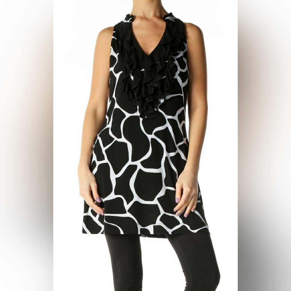 White House Black Market Womens Dress size Small Giraffe Print Shift Black